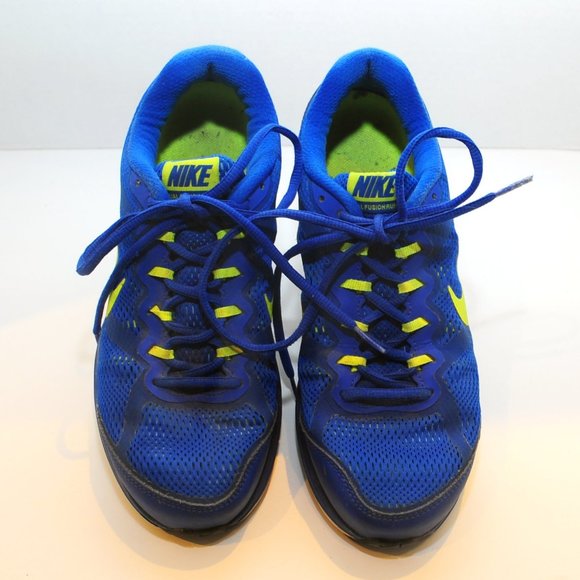 Men's Nike Dual Fusion Run 3 Sneaker Shoe Size 9 Cobalt Blue & Lime Green - Picture 3 of 11